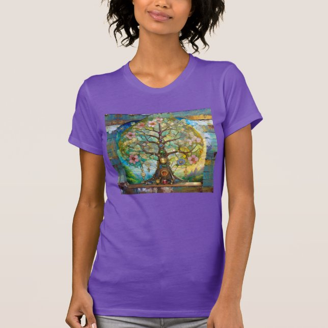 7 Chakra Blütenbaum T-Shirt (Vorderseite)