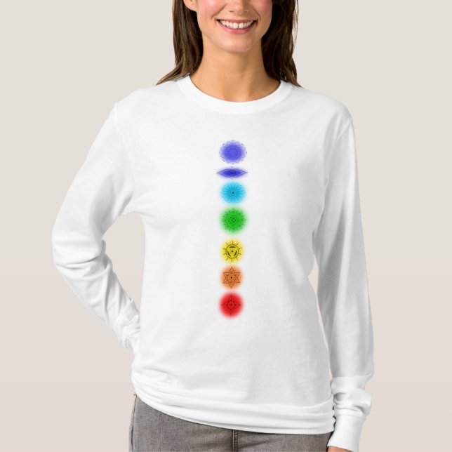 7 Chakra Komfortable Yoga T - Shirt (Vorderseite)