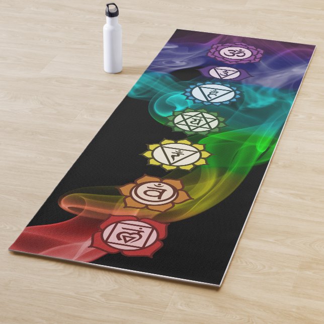 7 Chakra Mantra Regenbogen cool fett schwarz Yogamatte (Beispiel)