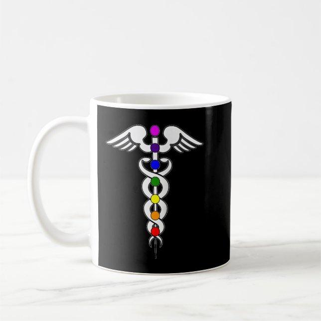 7 Chakras Caduceus Healing Symbol Spiritual Medita Kaffeetasse (Links)