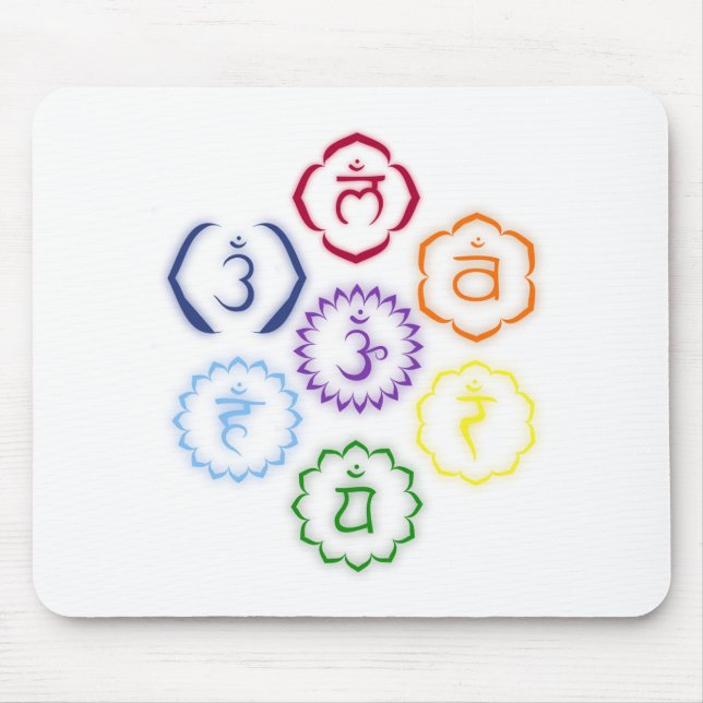 7 Chakras in einem Kreis Mousepad (Vorne)