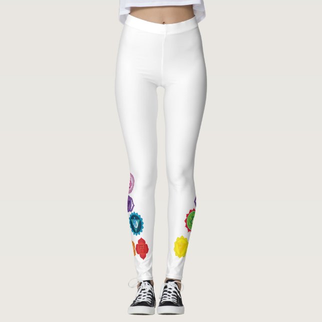 7 Chakras Kundalini Yoga Chakra Leggings, M Leggings (Vorderseite)