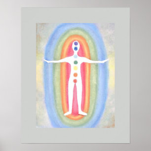 7 Chakras Subtle Energy Body Healing Reiki Grau Poster