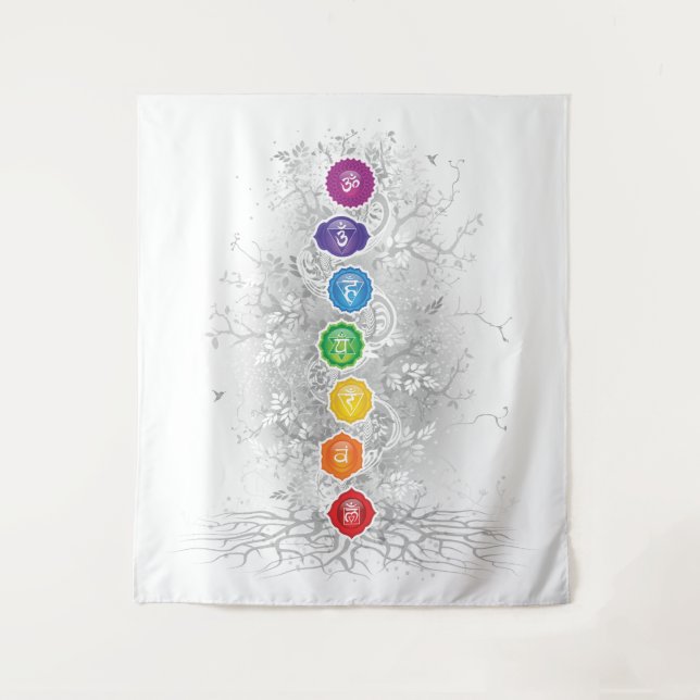 7 Chakras Tree Tapestry - 26 Wandteppich (Vorderseite)