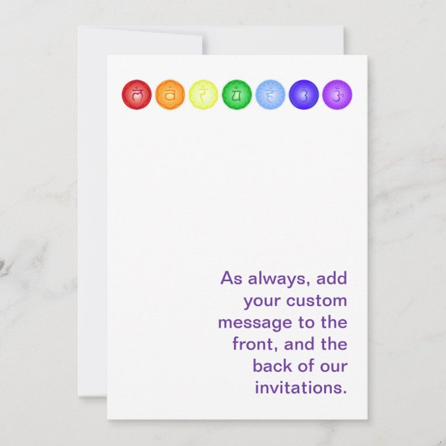 7 Chakren in einer horizontalen Linie Einladung (Vorderseite)