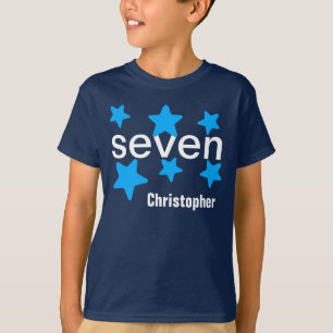 7. Der Geburtstags-blaue Sterne V002 des Jungen T-Shirt