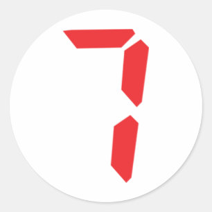 7 digitale Zahl des Weckers mit sieben Rottönen Runder Aufkleber