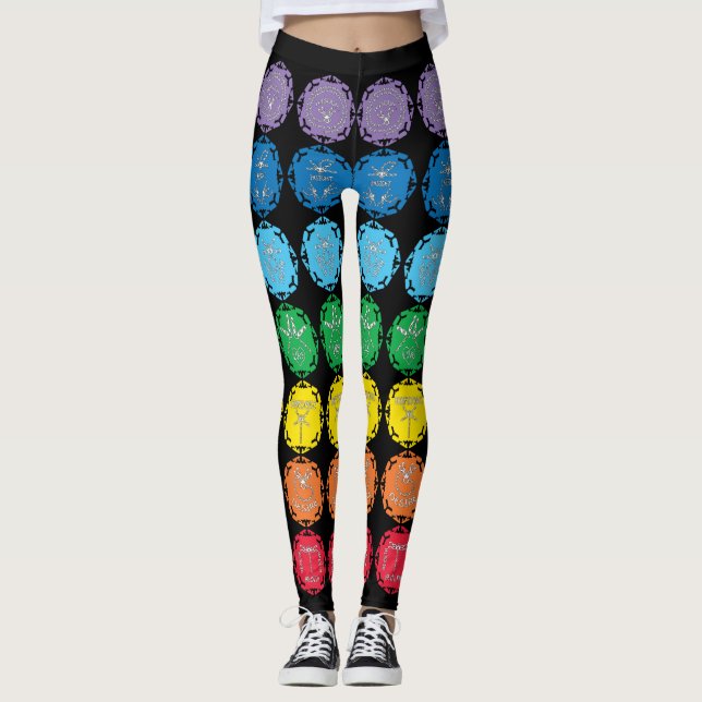 7 Dragonfly Chakras Infinity Symbol Designs Leggings (Vorderseite)