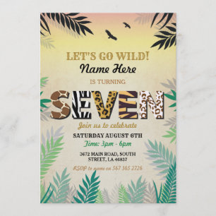 7. Dschungel ein SIEBEN Geburtstags-Party-Safari Einladung