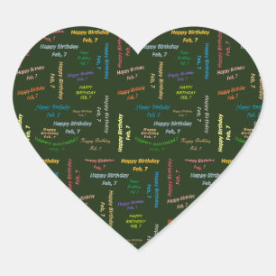 7. Februar Herz-Aufkleber