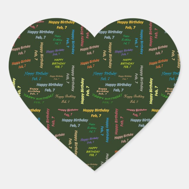 7. Februar Herz-Aufkleber (Vorderseite)