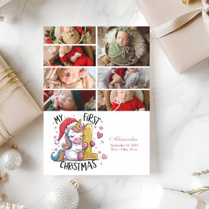 7 Foto 1. Baby-Weihnachten Rosa Gold Einhorn Feiertagskarte
