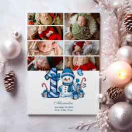 7 Foto Blue Snowman Erster Weihnachtsmann Feiertagskarte