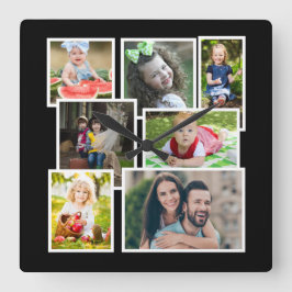 7 Foto Collage Black Erstellen Sie Ihre eigene Quadratische Wanduhr