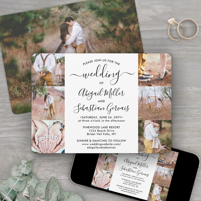 7 Foto Collage Elegante Moderne Kalligraphie Hochz Einladung (Von Creator hochgeladen)