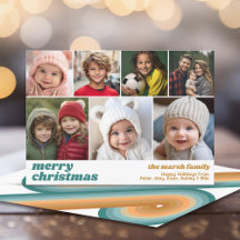 7 Foto Collage - Frohe Weihnachten Retro Linie Art