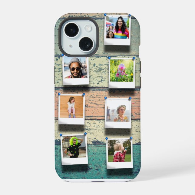 7-Foto-Collage iPhone 15 Personalisierte Robust Hülle (Rückseite)