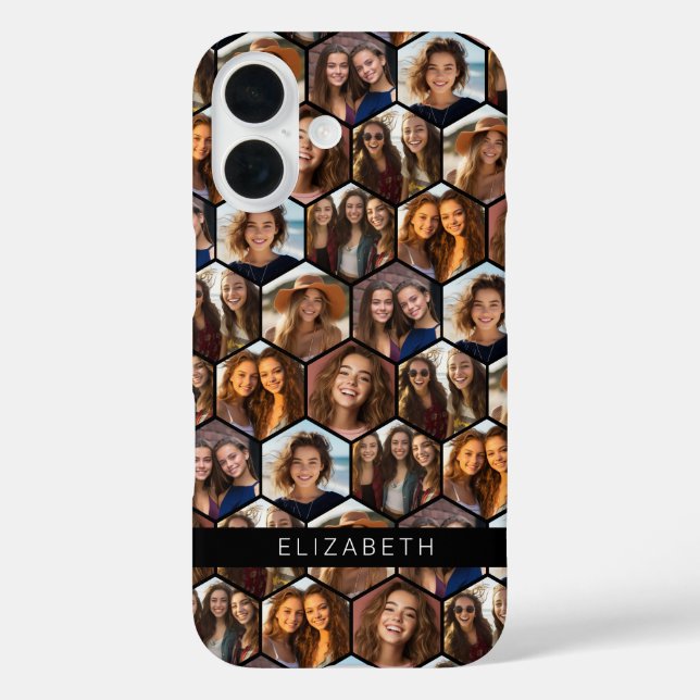 7 Foto Collage Retro funky geometrisches Muster Case-Mate iPhone Hülle (Rückseite)