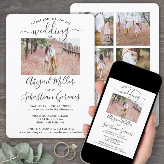 7 Foto Einfache moderne Kalligraphie Elegante Hoch Einladung (Von Creator hochgeladen)