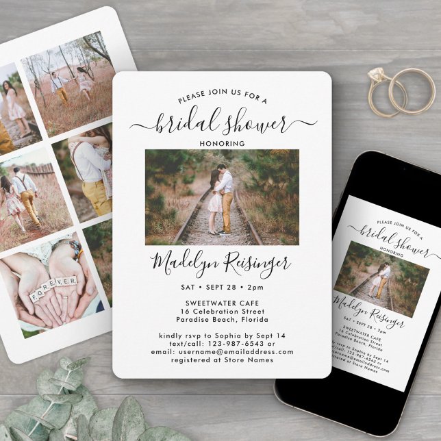 7 Foto Elegant Modernes Kalligraphie Brautparty Einladung (Von Creator hochgeladen)