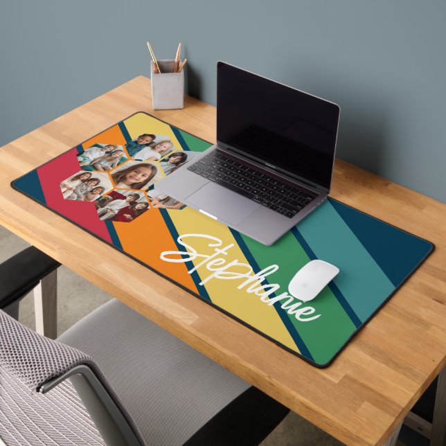 7 Foto Hexagon Collage Retro Strip - Kalligrafie Schreibtischunterlage (Büro 2)