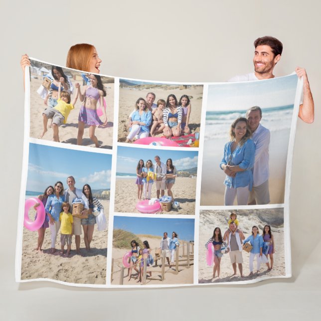 7-Foto-Sortierreihenfolge personalisiert Fleecedecke (Beispiel)