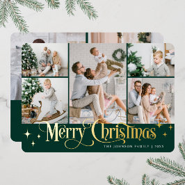 7 FOTO Sparkle Frohe Weihnachten Gold Folien Feiertagskarte