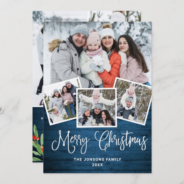 7 FOTO Weihnachten Rustikal Blauer Wald Gruß (Vorne/Hinten)