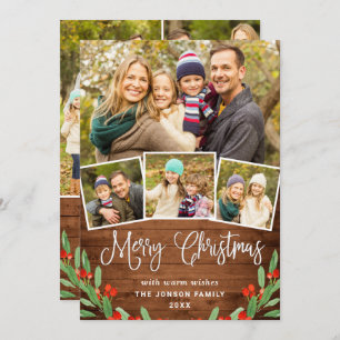 7 FOTO Weihnachten Rustikales Braun Holz Gruß