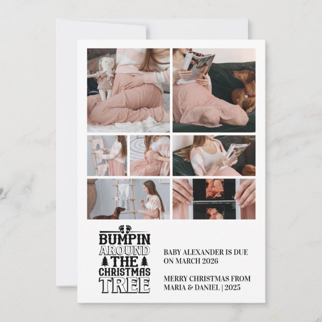 7 Foto Weihnachtsbaum Schwangerschaft Ankündigung (Vorderseite)
