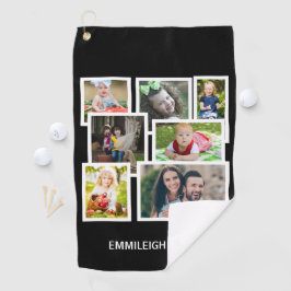 7 FotoCollage Black Golfhandtuch