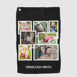 7 FotoCollage Black Golfhandtuch