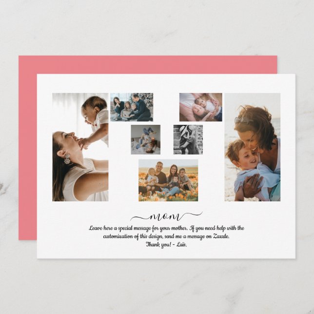 7 Fotos Collage M Form - Muttertag Einladung (Vorne/Hinten)