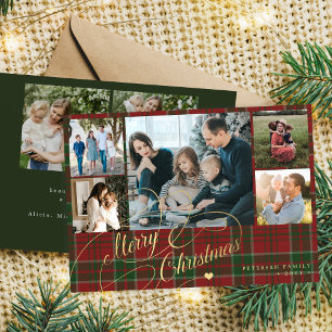 7 Fotos Frohe Weihnachten Schrift rot grün kariert