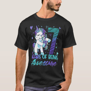 7. Geburtstag 7 Jahre Altes Girl Flossen Einhorn P T-Shirt