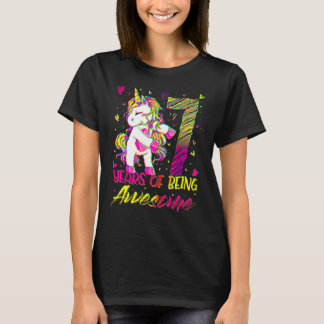 7. Geburtstag 7 Jahre Altes Girl Flossen Einhorn P T-Shirt
