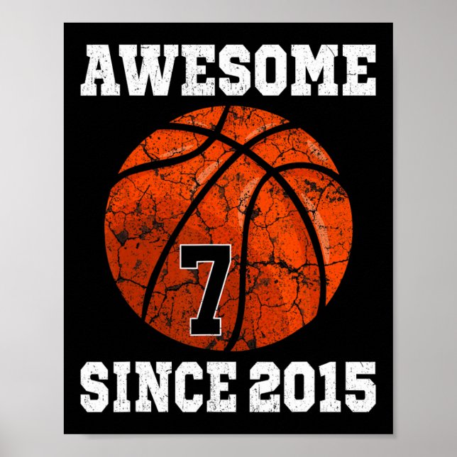 7. Geburtstag Basketball Spieler 7 Jahre Vintag Poster (Vorne)