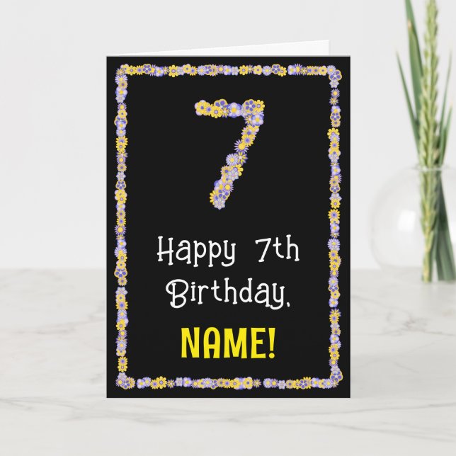 7. Geburtstag: Blumennummer, Individuelle Name, Bl Karte (Vorderseite)