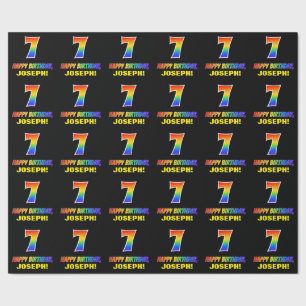 7. Geburtstag: Bold, Fun, Simple, Rainbow 7 Geschenkpapier