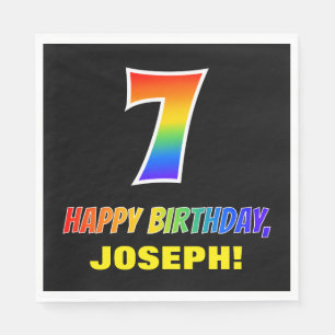 7. Geburtstag: Bold, Fun, Simple, Rainbow 7 Serviette