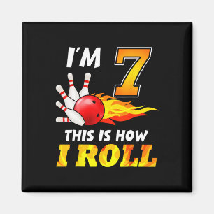 7. Geburtstag Bowling So Roll ich 7 Jahre alt Magnet
