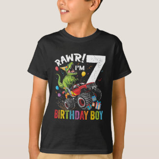 7. Geburtstag Boy Dinosaurier Monster Truck T-Shirt