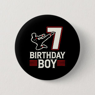 7 Geburtstag Boy Karate Sieben Jahr alt Button