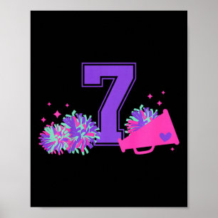 7. Geburtstag Cheerleading Mädchen Sieben Jahre al Poster