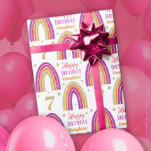 7. Geburtstag der Tochter Pink Glitter Regenbogen
