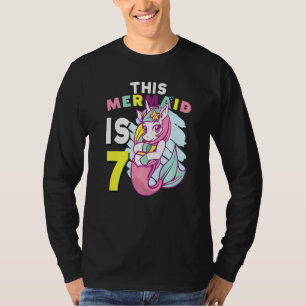 7. Geburtstag Dieses Meerjungfrau Mädchen Bunt Mee T-Shirt
