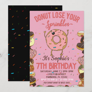 7. Geburtstag Donut Verlieren Sie nicht Ihre Streu Einladung