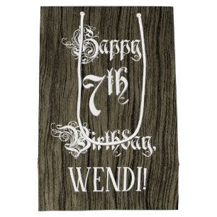 7. Geburtstag: Extravagant, Imitate Holzaussehen + Mittlere Geschenktüte