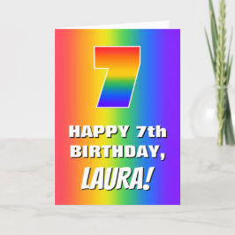 7. Geburtstag: Farbenfroh, Fun Rainbow Pattern # 7 Karte