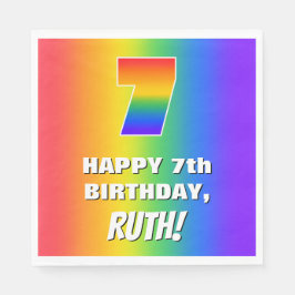 7. Geburtstag: Farbenfroh, Fun Rainbow Pattern # 7 Serviette
